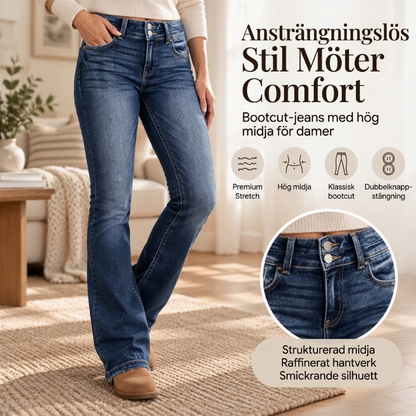 🔥Populär produkt! ✨Bootcut-jeans för damer med dubbla knappar och hög midja