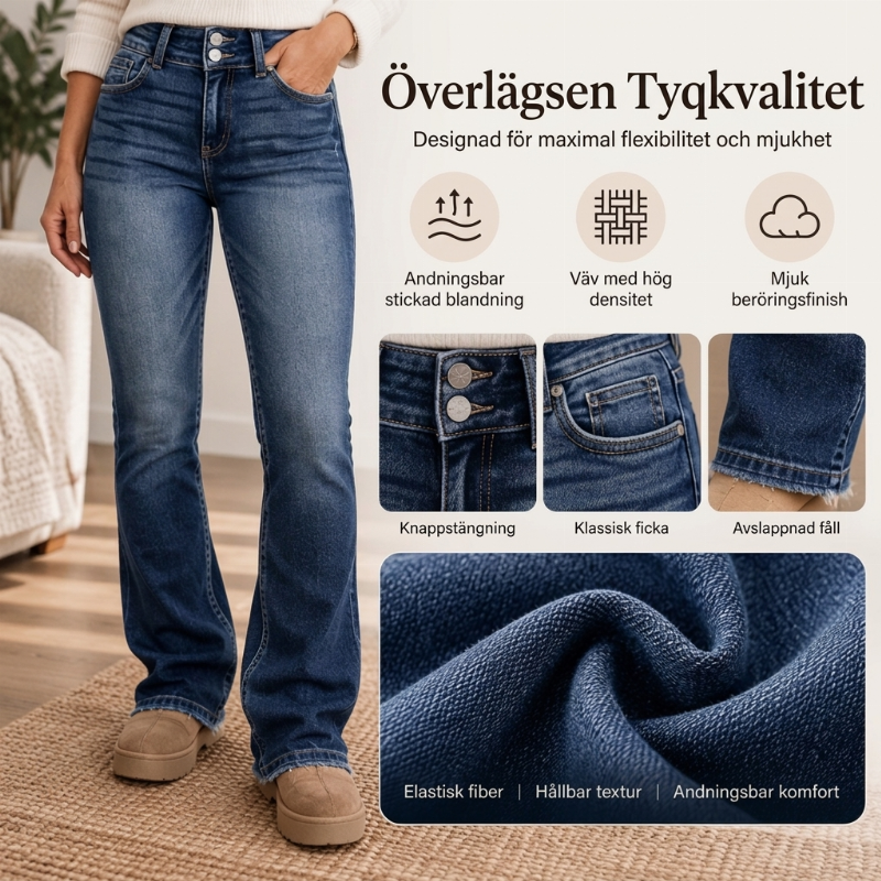 🔥Populär produkt! ✨Bootcut-jeans för damer med dubbla knappar och hög midja
