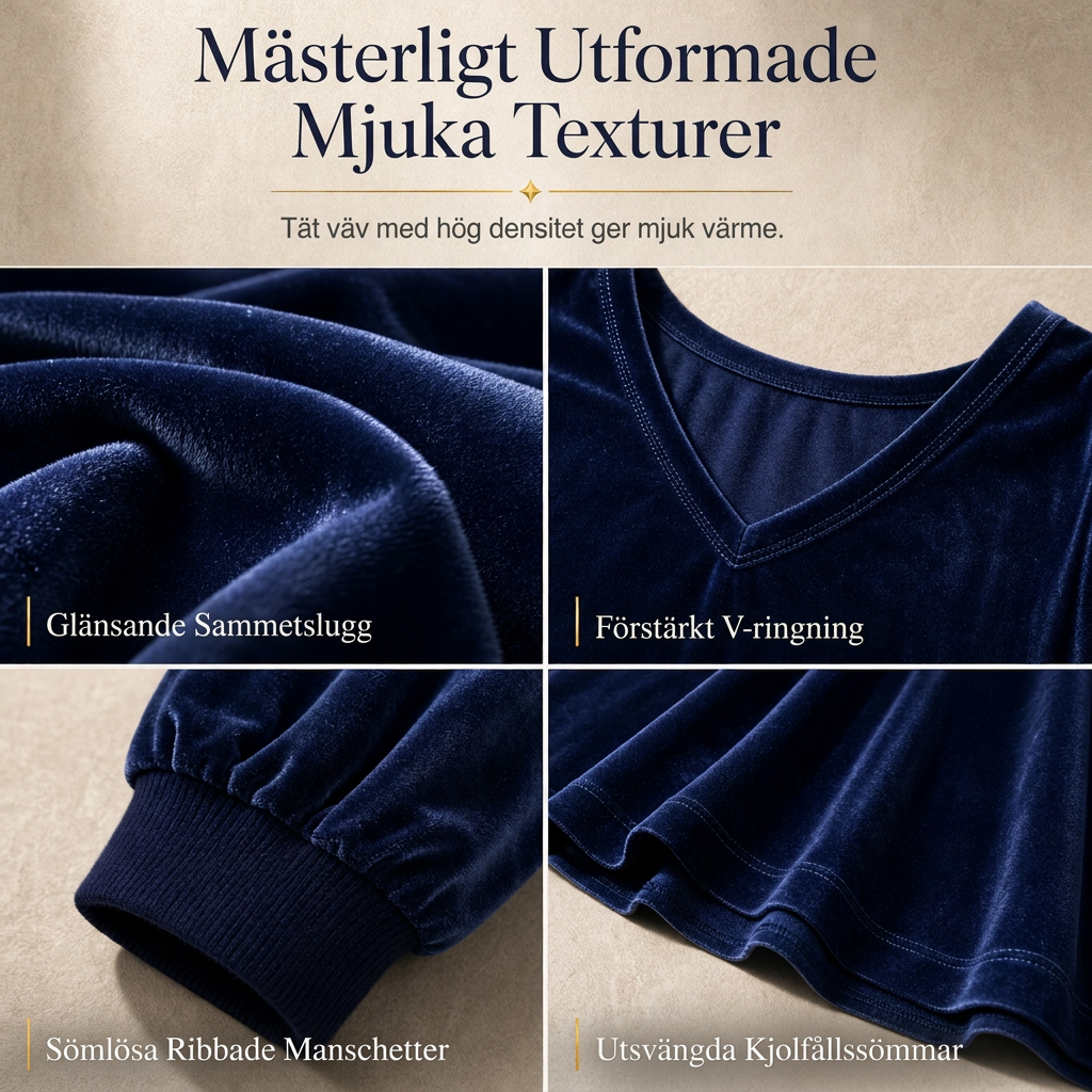 ✨ 50 % RABATT 💎 2-delat set i sammet för damer med djup V-ringning – lös tröja och elegant, utsvängd maxikjol, mjukt och stilfullt 🍂