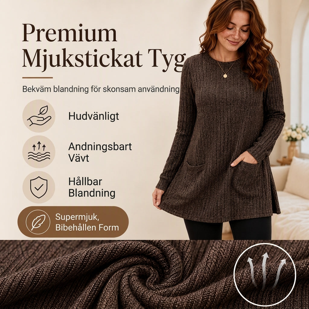 Kosig ribbstickad mitt topp för dam