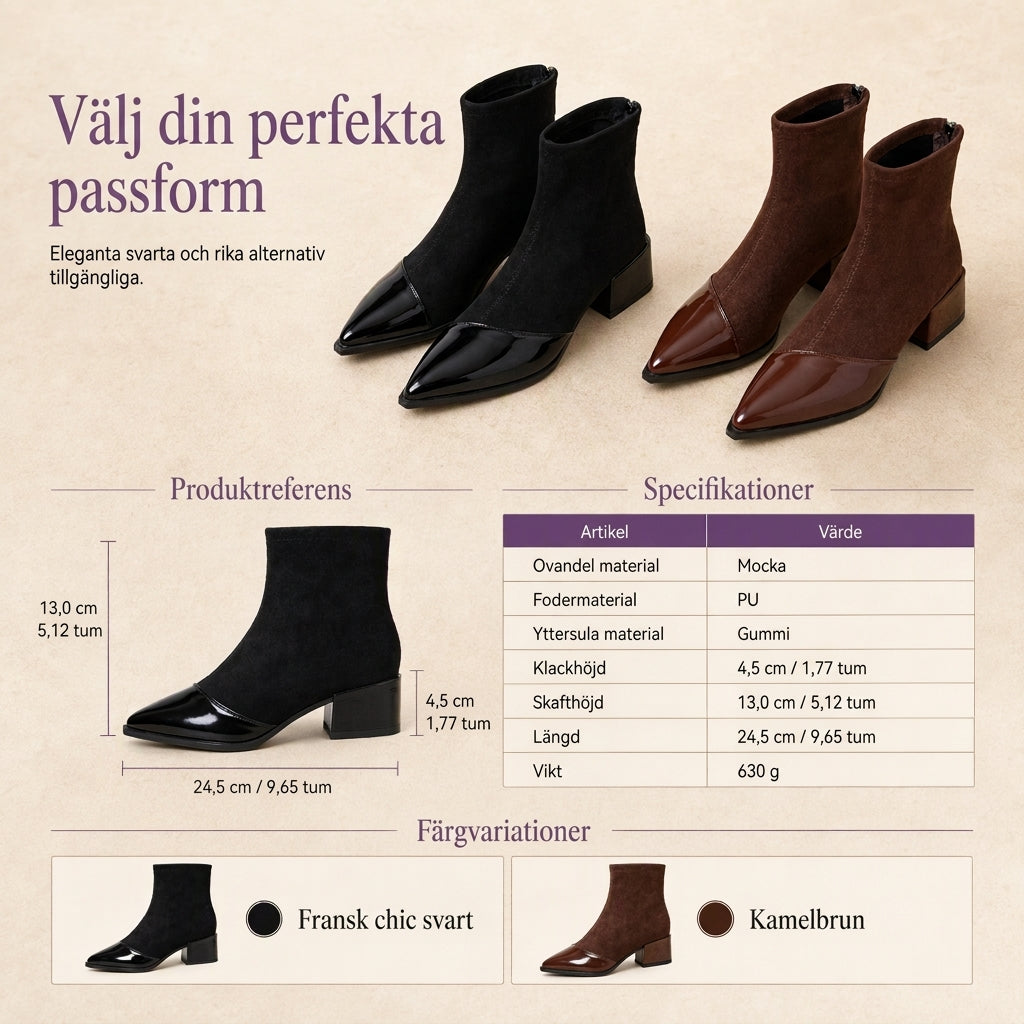 🔥Populär produkt! ✨Stövletter för dam med spetsig tå, stretchigt skaft och låg klack
