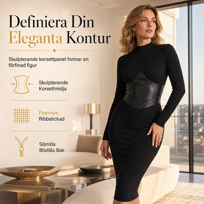 💰 Halva priset! 👗 Kvinnors rundhalsade långärmade patchwork-klänning med slim fit bodycon – elegant, bekväm och mångsidig, perfekt för fest och vardag. ✨