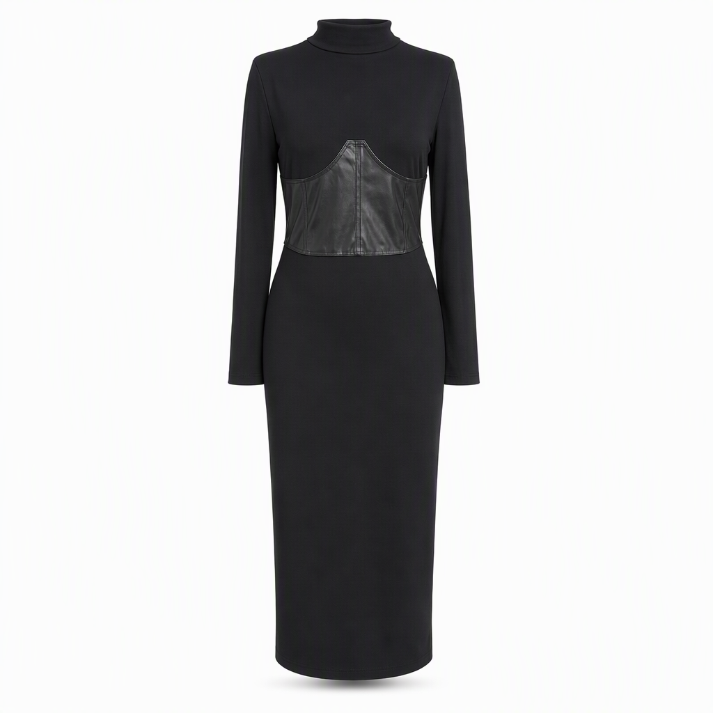 💰 Halva priset! 👗 Kvinnors rundhalsade långärmade patchwork-klänning med slim fit bodycon – elegant, bekväm och mångsidig, perfekt för fest och vardag. ✨