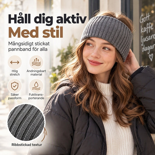 ✨ Brett, ribbat stickat pannband – mjukt, varmt och sportigt för kalla dagar ❄️