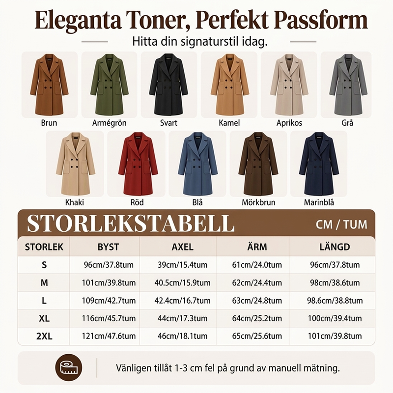 🧥 Kvinnornas dubbelknäppta ullrock – varm, mjuk, elegant och tidlös, perfekt för höst och vinter, nu till halva priset! ✨