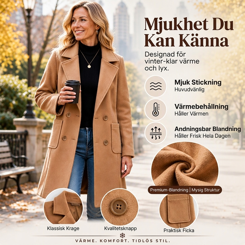 🧥 Kvinnornas dubbelknäppta ullrock – varm, mjuk, elegant och tidlös, perfekt för höst och vinter, nu till halva priset! ✨