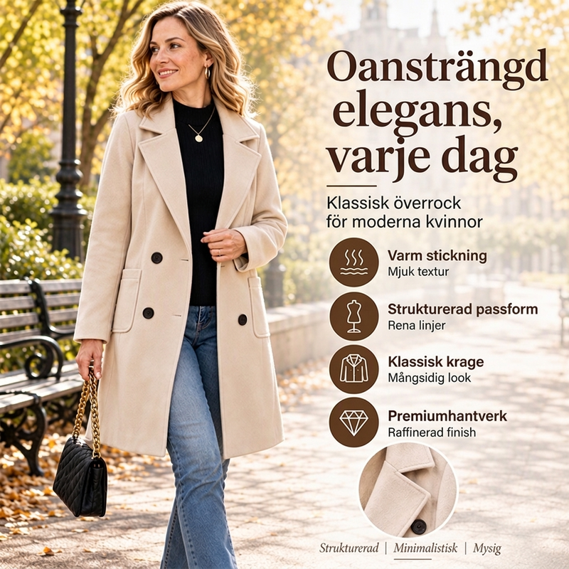 🧥 Kvinnornas dubbelknäppta ullrock – varm, mjuk, elegant och tidlös, perfekt för höst och vinter, nu till halva priset! ✨