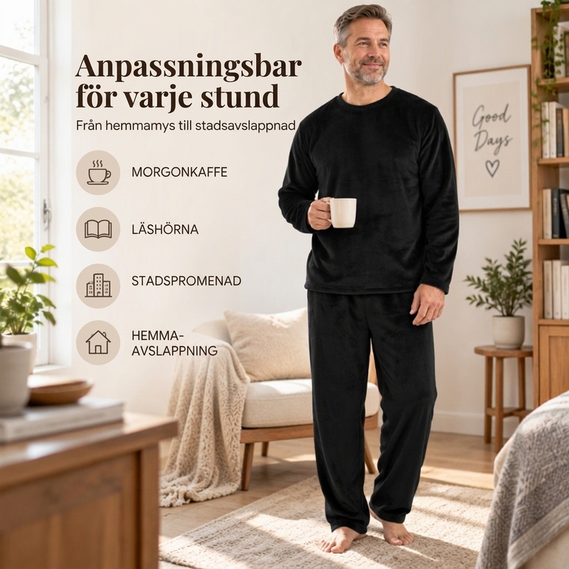 🛌 Mysigt termiskt velourpyjamasset för herr – mjukt, varmt och bekvämt, perfekt för kalla nätter, nu till halva priset! ✨
