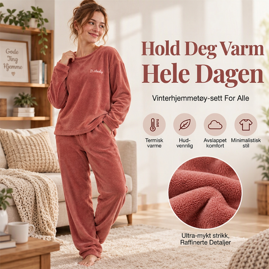 Mysigt och varmt pyjamas-set i korallfärgad sammet för kvinnor🔥❄️
