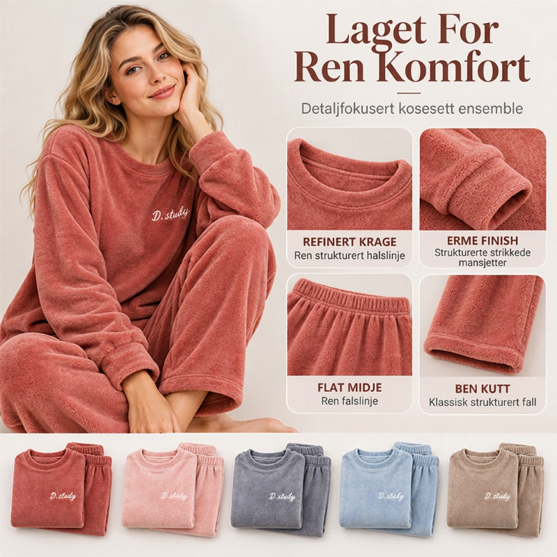 Mysigt och varmt pyjamas-set i korallfärgad sammet för kvinnor🔥❄️