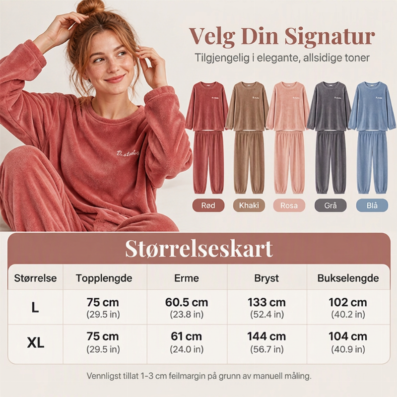 Mysigt och varmt pyjamas-set i korallfärgad sammet för kvinnor🔥❄️