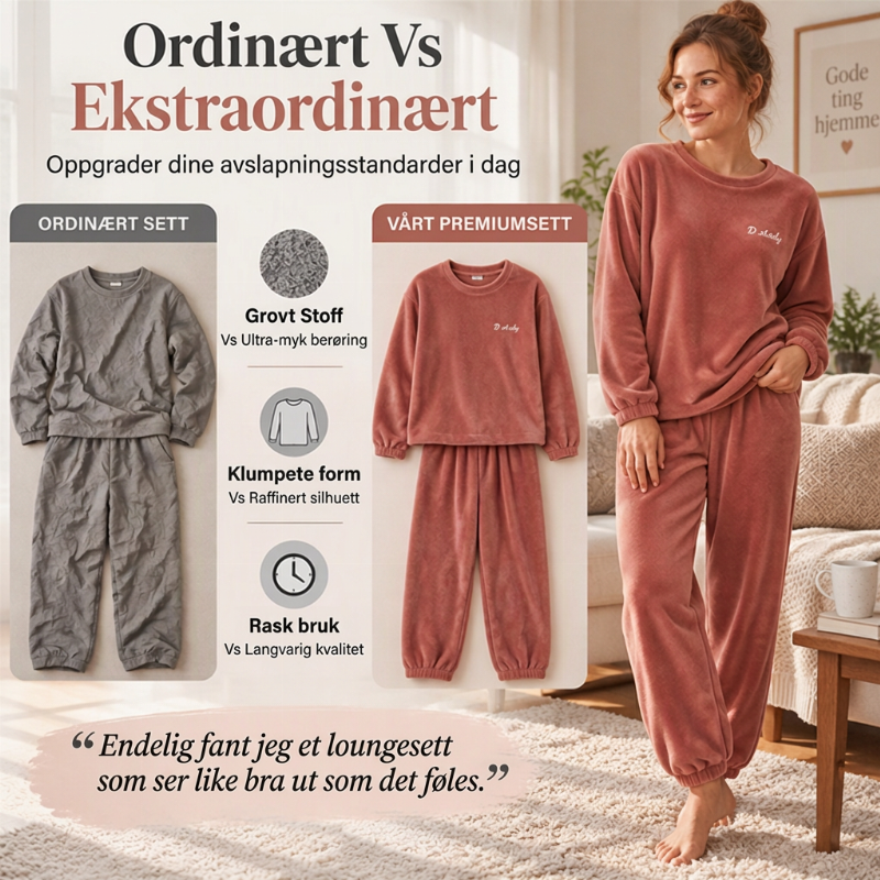 Mysigt och varmt pyjamas-set i korallfärgad sammet för kvinnor🔥❄️