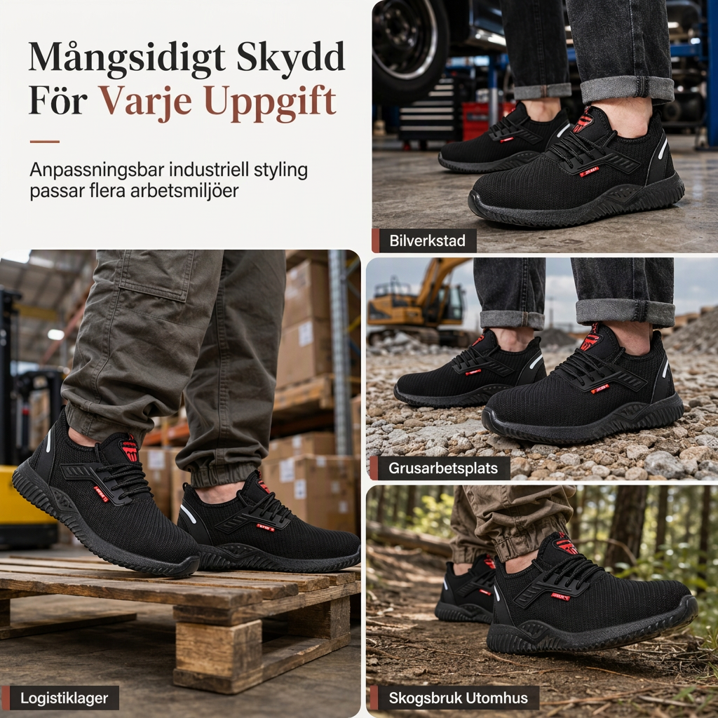 Herrar säkerhetsskor med stålhätta, andningsbara arbetsstövlar, lätta, punkteringsskyddade skyddsskor