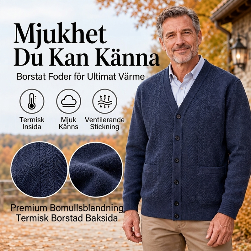 🧥 Klassisk termisk cardigantröja för män – mjuk, varm, bekväm, perfekt för höst och vinter, nu till halva priset! ✨