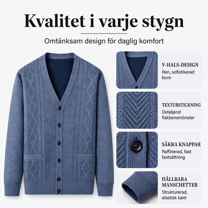 🧥 Klassisk termisk cardigantröja för män – mjuk, varm, bekväm, perfekt för höst och vinter, nu till halva priset! ✨