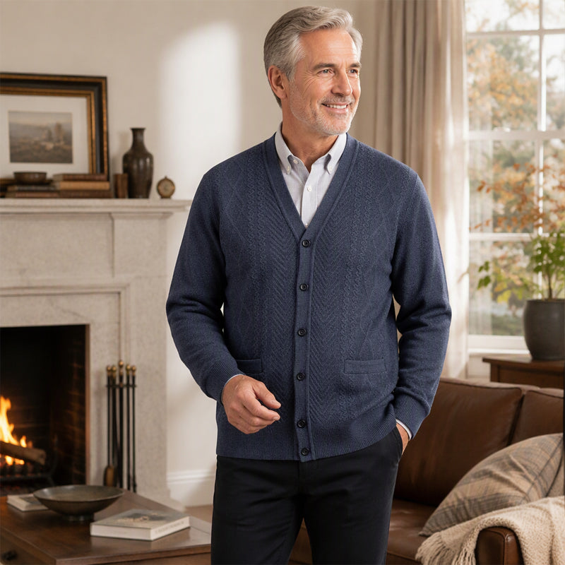 🧥 Klassisk termisk cardigantröja för män – mjuk, varm, bekväm, perfekt för höst och vinter, nu till halva priset! ✨
