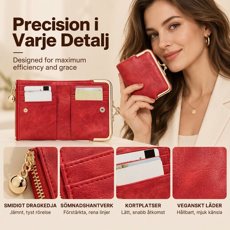 👛 Vintageplånbok med kisslås och flera kortfack – rymlig, elegant och praktisk, perfekt för vardag och fest! ✨