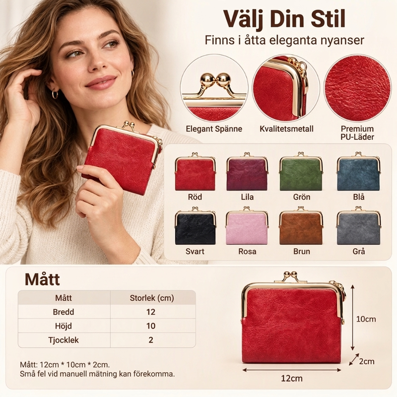 👛 Vintageplånbok med kisslås och flera kortfack – rymlig, elegant och praktisk, perfekt för vardag och fest! ✨