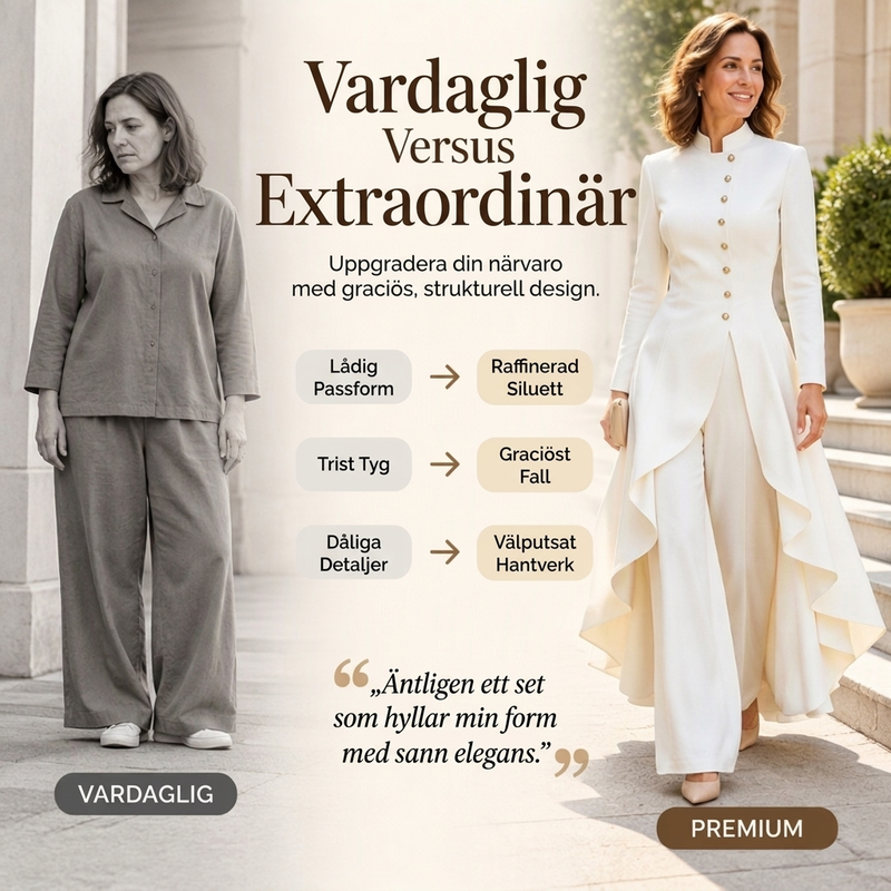 ✈️Fri frakt⏰ Populärt och snart slutsålt!⏰ Elegant tvådelat damplagg: Lång kappa med vida byxben