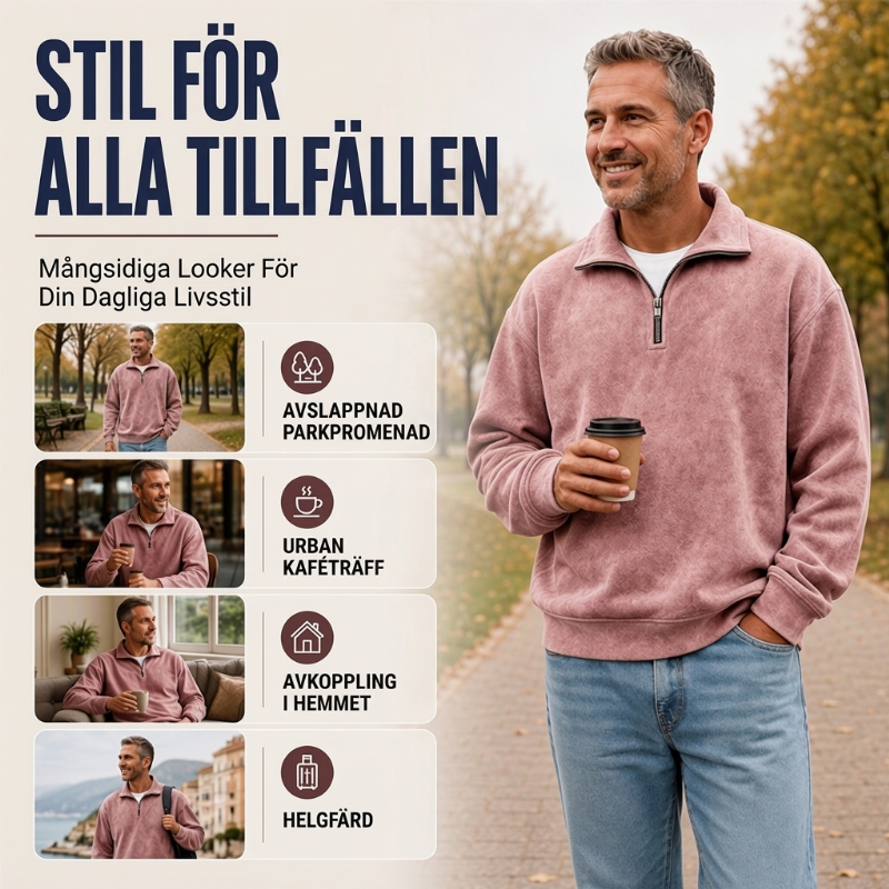 ✨ Avslappnad herrtröja 🧶 med kvartslång dragkedja, mjuk och snygg, perfekt för vardagsbruk och till olika outfits ✨