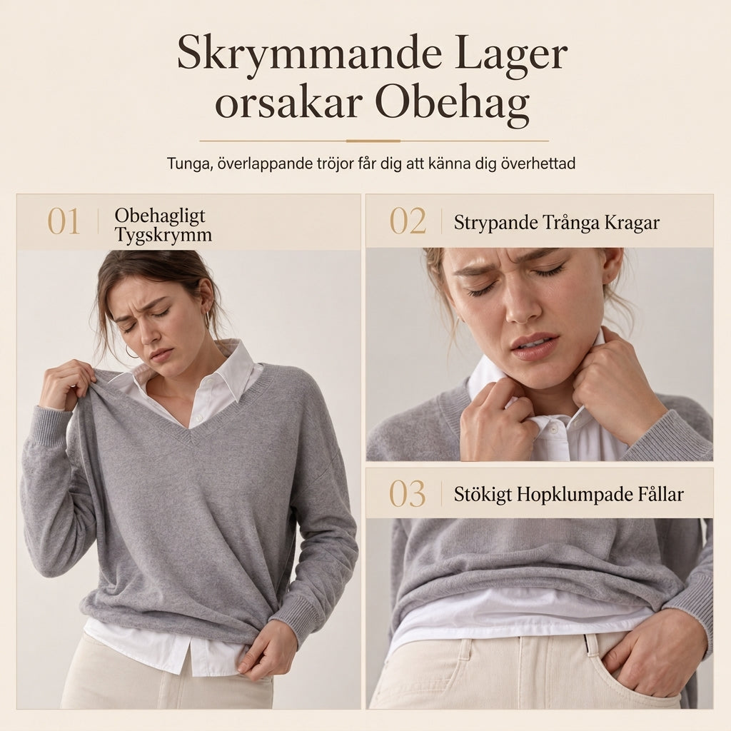 👚 Mjuk Stickad Tröja för Dam med V-ringning, Knappslå och Lager-på-lager-look
