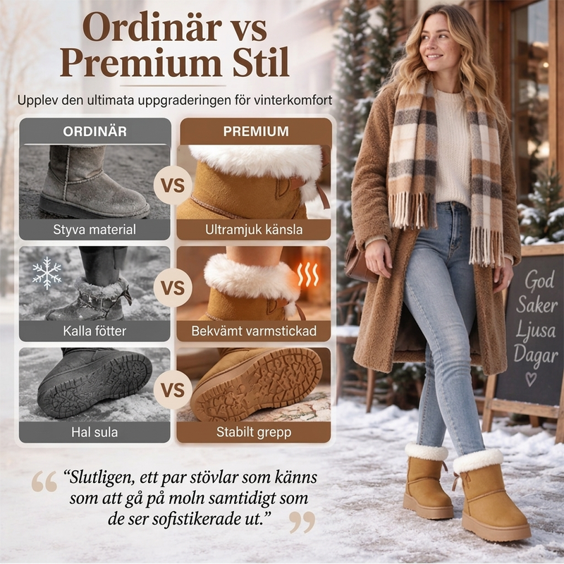 Snövåderstövlar för kvinnor med mellanskaft och platta sålar