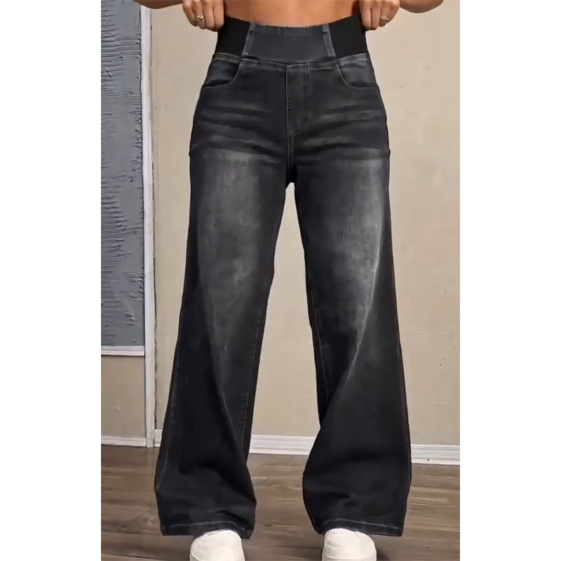 🖤Black Friday – Förhandstillgång: 50 % Rabatt👖kvinnors avslappnade jeans med stretch och vida ben