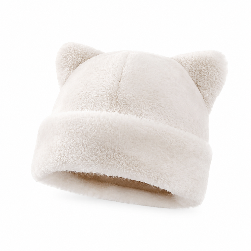 🖤Black Friday – Förhandstillgång: 50 % Rabatt🖤Kvinnig fluffig froskmössa av minkimitation med söta björnöron, varm vintermössa för kallt väder 🐱🧢