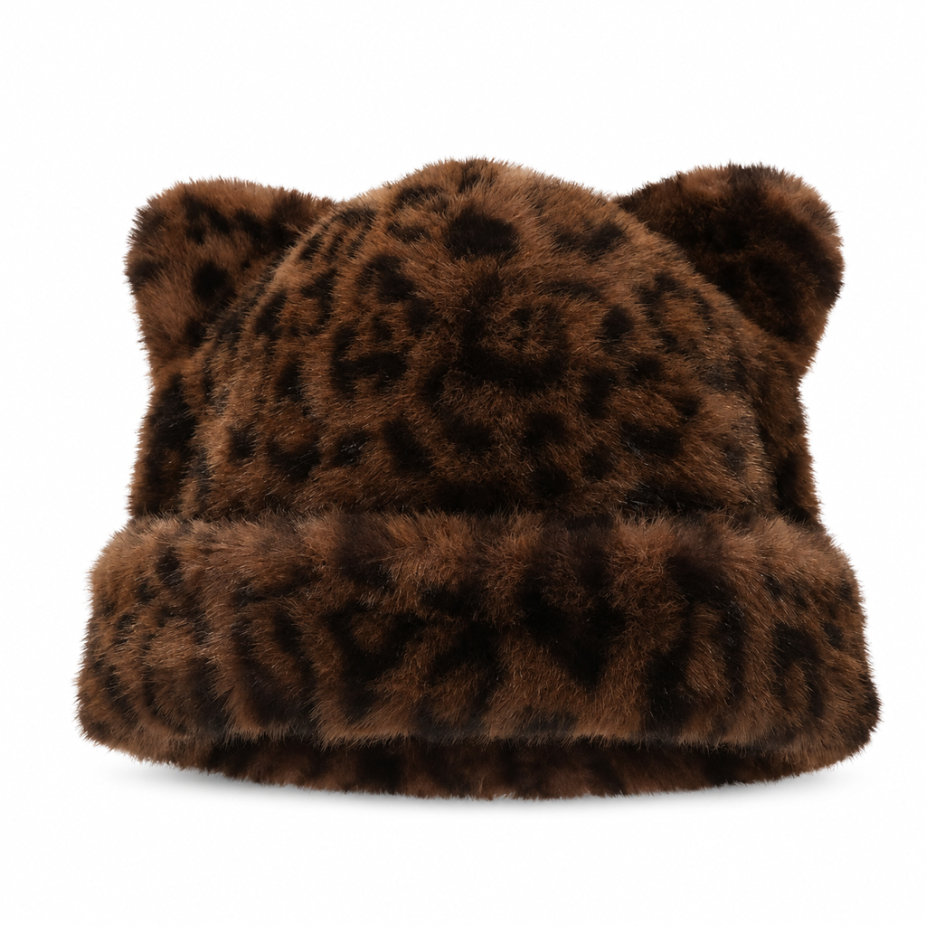 🖤Black Friday – Förhandstillgång: 50 % Rabatt🖤Kvinnig fluffig froskmössa av minkimitation med söta björnöron, varm vintermössa för kallt väder 🐱🧢