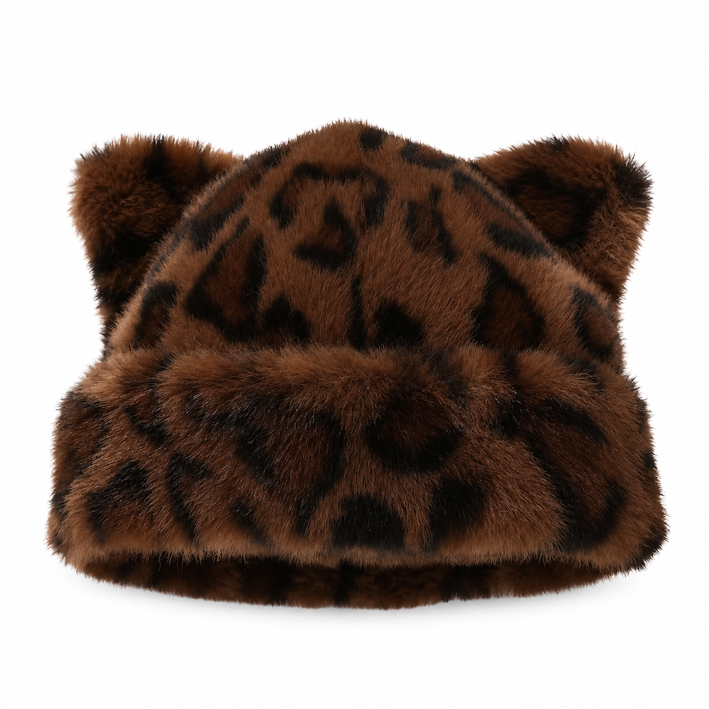 🖤Black Friday – Förhandstillgång: 50 % Rabatt🖤Kvinnig fluffig froskmössa av minkimitation med söta björnöron, varm vintermössa för kallt väder 🐱🧢