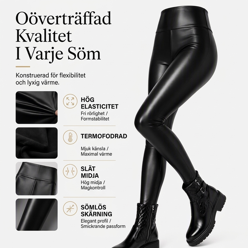 Varmfodrade PU-läderleggings för kvinnor