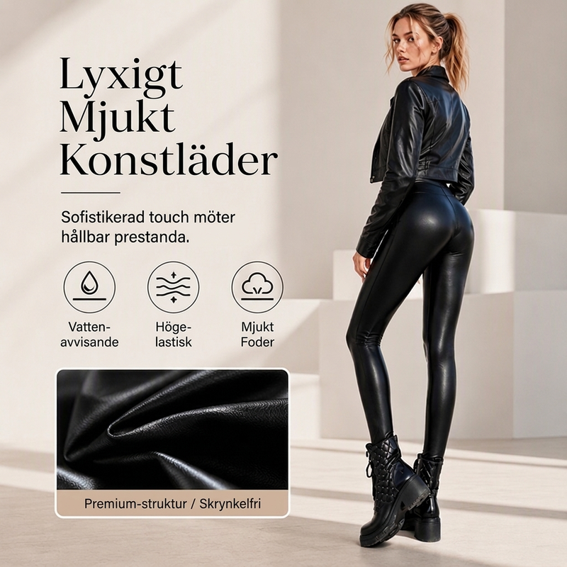 Varmfodrade PU-läderleggings för kvinnor
