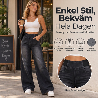 🖤Black Friday – Förhandstillgång: 50 % Rabatt👖kvinnors avslappnade jeans med stretch och vida ben