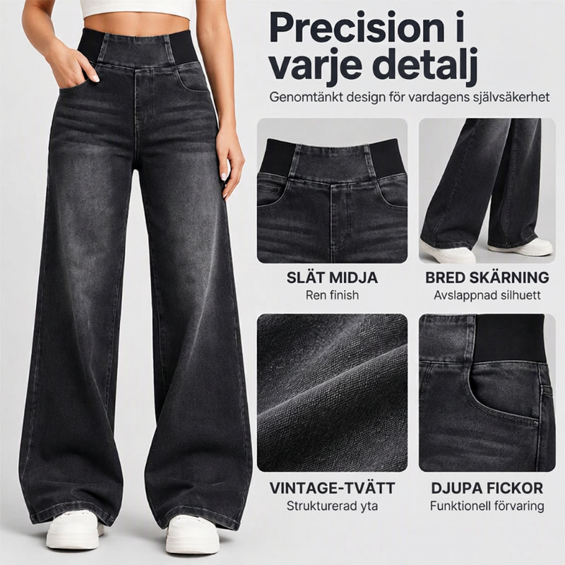 🖤Black Friday – Förhandstillgång: 50 % Rabatt👖kvinnors avslappnade jeans med stretch och vida ben