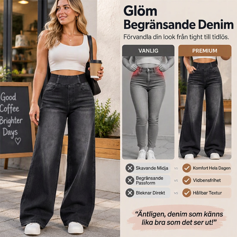 🖤Black Friday – Förhandstillgång: 50 % Rabatt👖kvinnors avslappnade jeans med stretch och vida ben