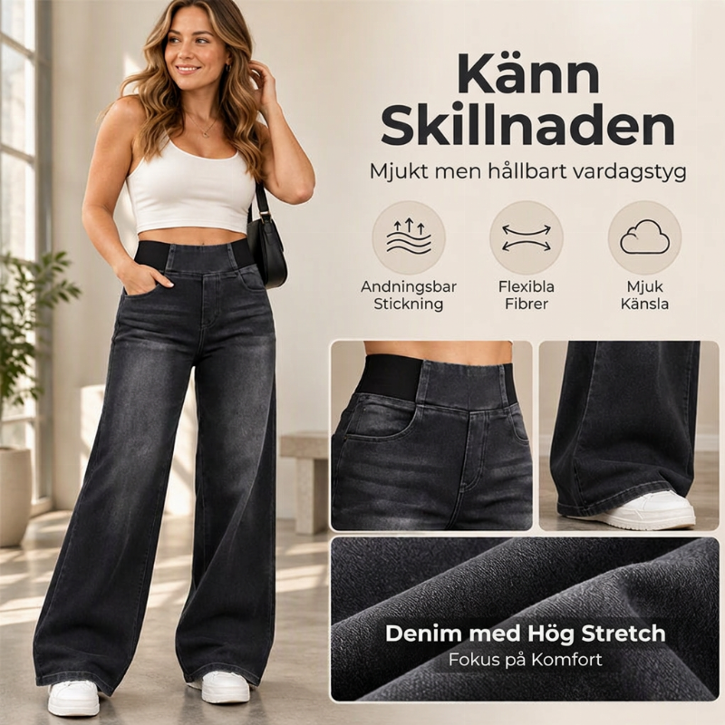 🖤Black Friday – Förhandstillgång: 50 % Rabatt👖kvinnors avslappnade jeans med stretch och vida ben