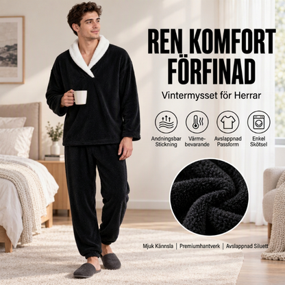 🎉 Nyhet! 🛌 Herrmysig värmande fluffig pyjamasuppsättning – mjuk, varm och bekväm, perfekt för kalla nätter. ✨