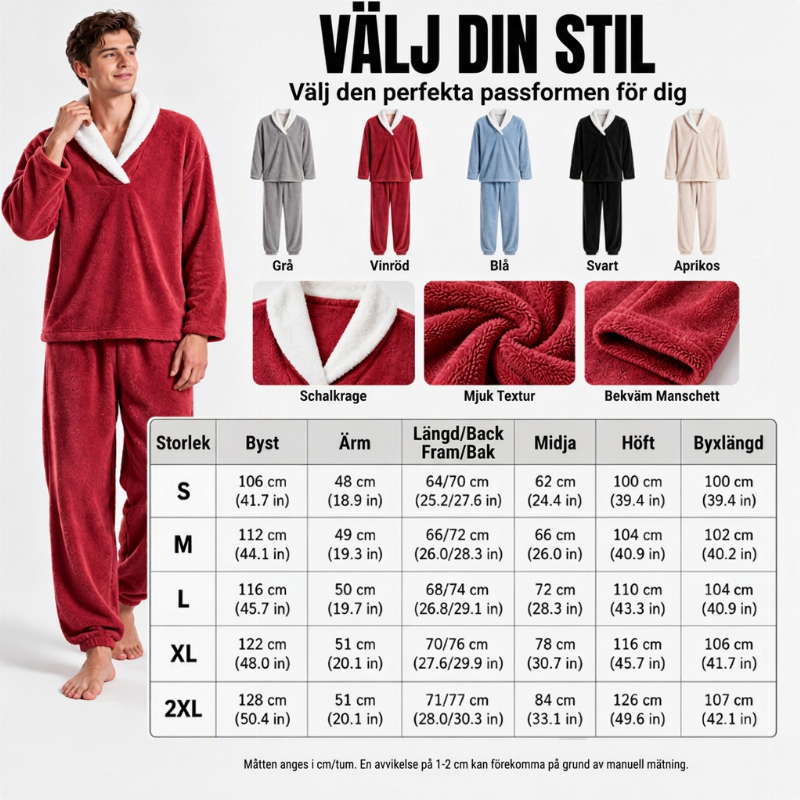 🎉 Nyhet! 🛌 Herrmysig värmande fluffig pyjamasuppsättning – mjuk, varm och bekväm, perfekt för kalla nätter. ✨