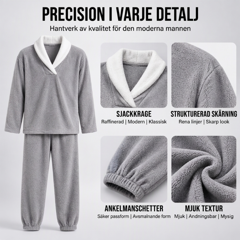 🎉 Nyhet! 🛌 Herrmysig värmande fluffig pyjamasuppsättning – mjuk, varm och bekväm, perfekt för kalla nätter. ✨