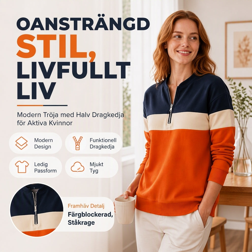 🧶 Damens färgglada halvzip-tröja – mjuk, varm och bekväm, perfekt för höst och vinter, nu till halva priset! ✨