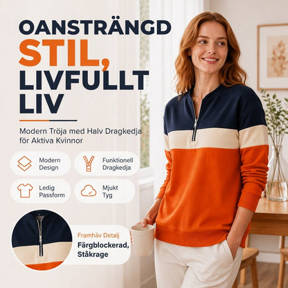 🧶 Damens färgglada halvzip-tröja – mjuk, varm och bekväm, perfekt för höst och vinter, nu till halva priset! ✨