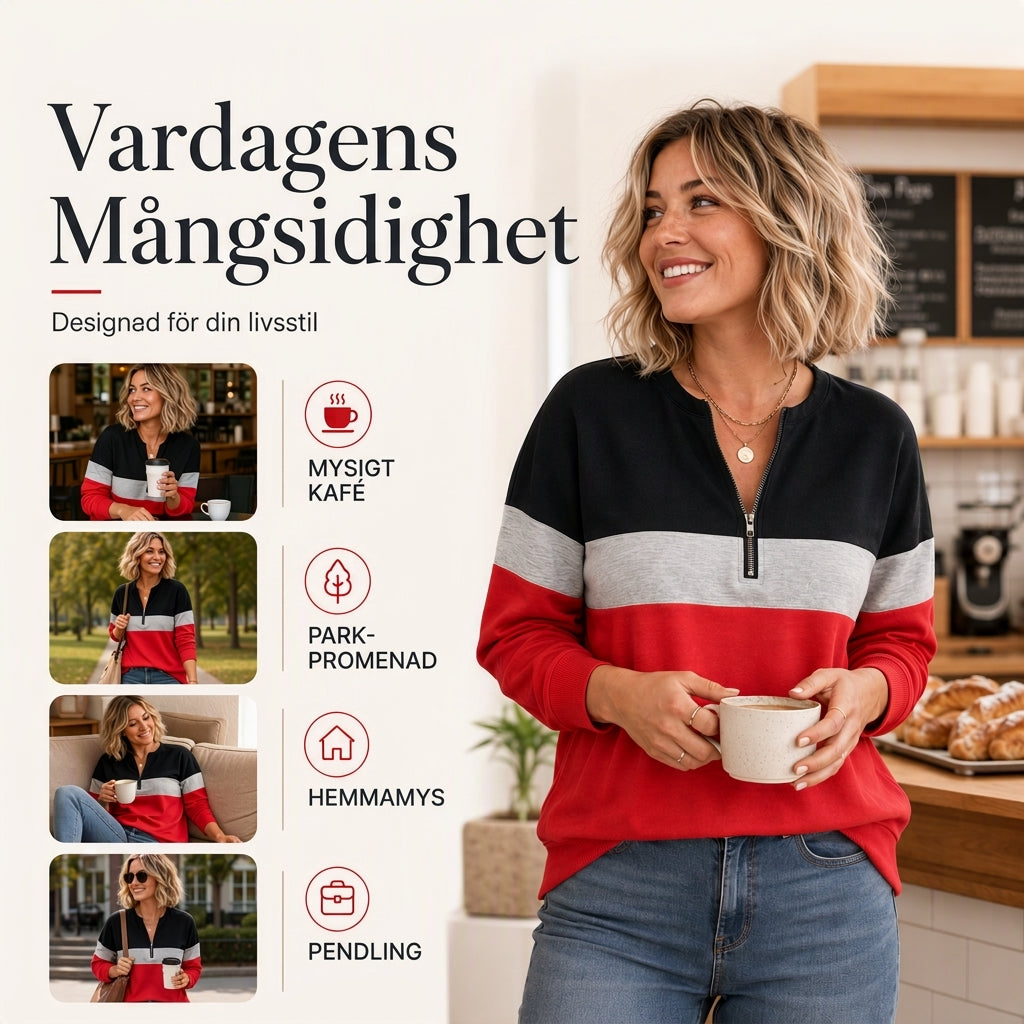 🧶 Damens färgglada halvzip-tröja – mjuk, varm och bekväm, perfekt för höst och vinter, nu till halva priset! ✨