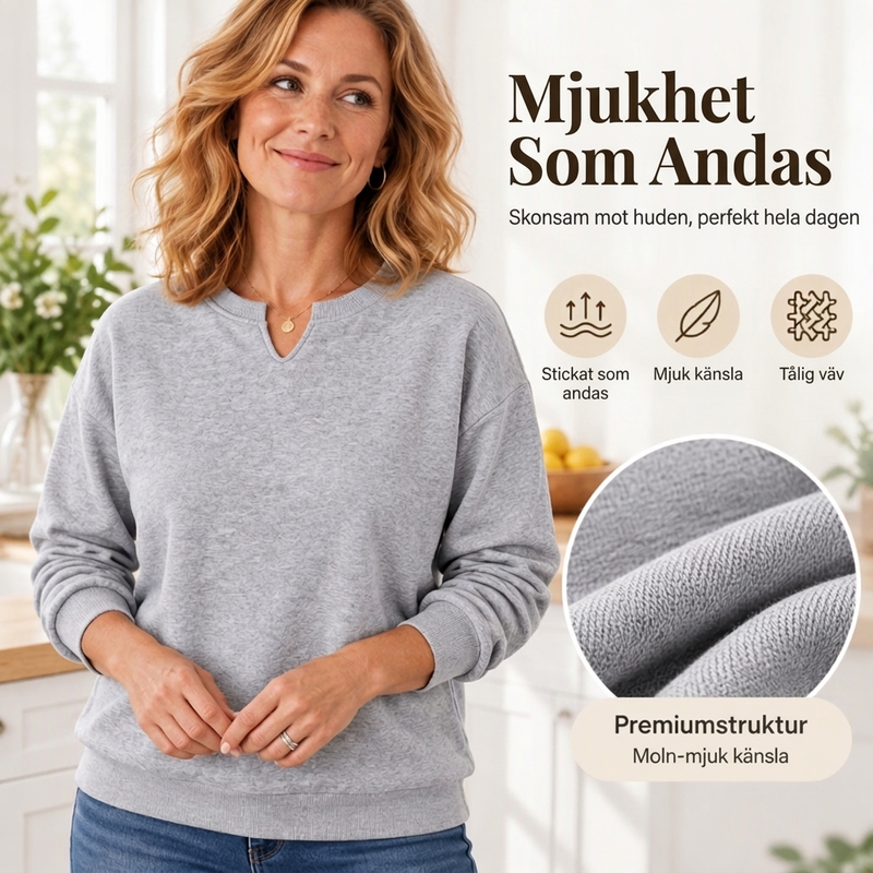 💰 Halva priset! 👚 Casual sweatshirt för kvinnor med delad V-ringning – mjuk, bekväm och mångsidig, perfekt för vardag och höst. ✨