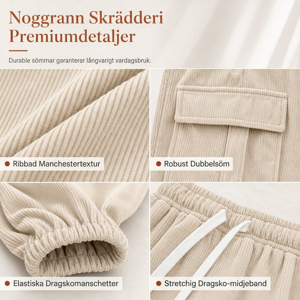 🖤Black Friday – Förhandstillgång: 50 % Rabatt 👖 Avslappnade byxor i manchester för kvinnor – mjuka, bekväma och mångsidiga, perfekta för vardag och höst. ✨