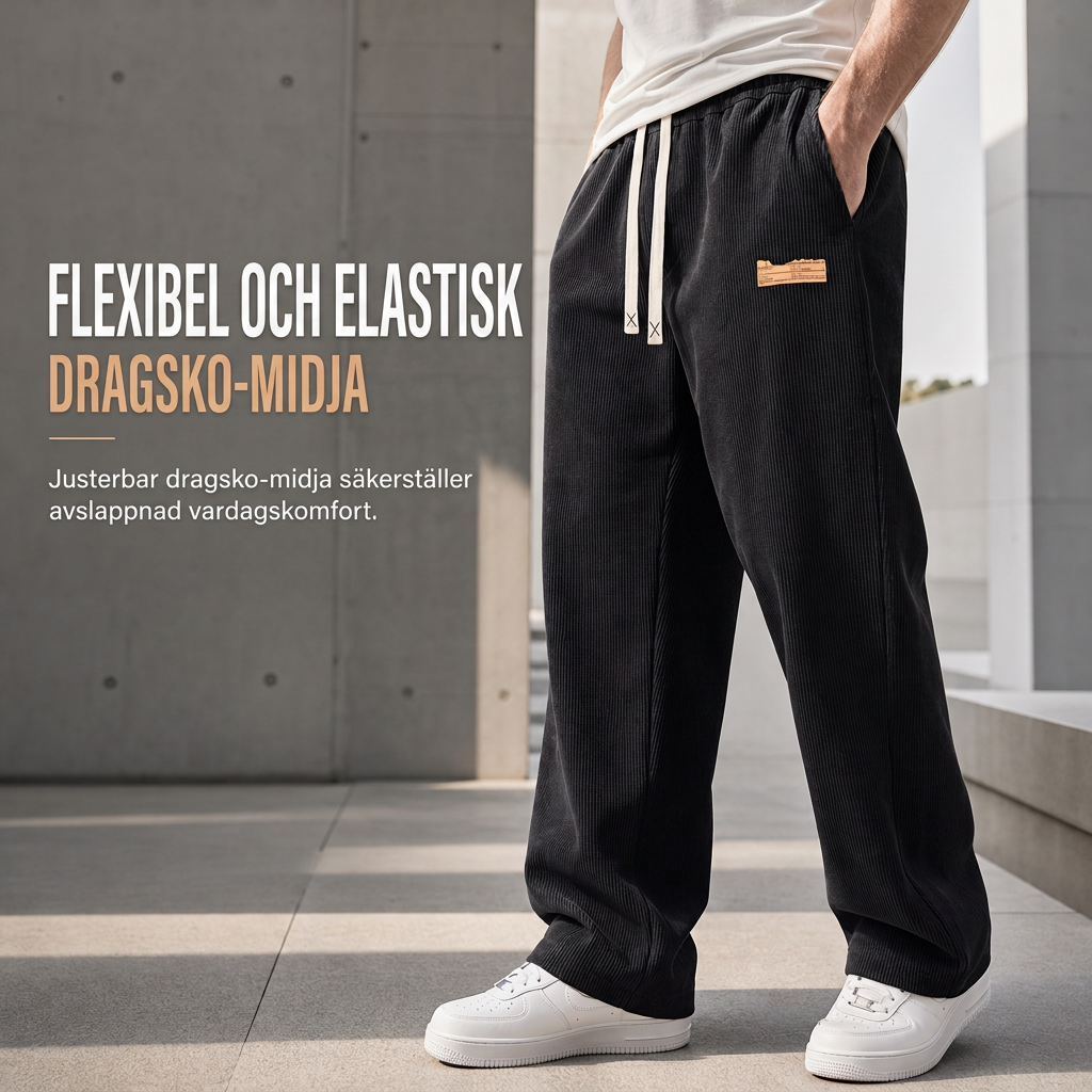 🖤Black Friday-rea: 50 % rabatt🖤 🏃‍♀️Lätta fritidsbyxor i corduroy för män, lös passform med raka ben
