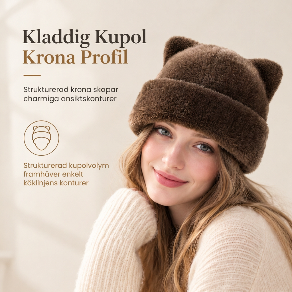🖤Black Friday – Förhandstillgång: 50 % Rabatt🖤Kvinnig fluffig froskmössa av minkimitation med söta björnöron, varm vintermössa för kallt väder 🐱🧢