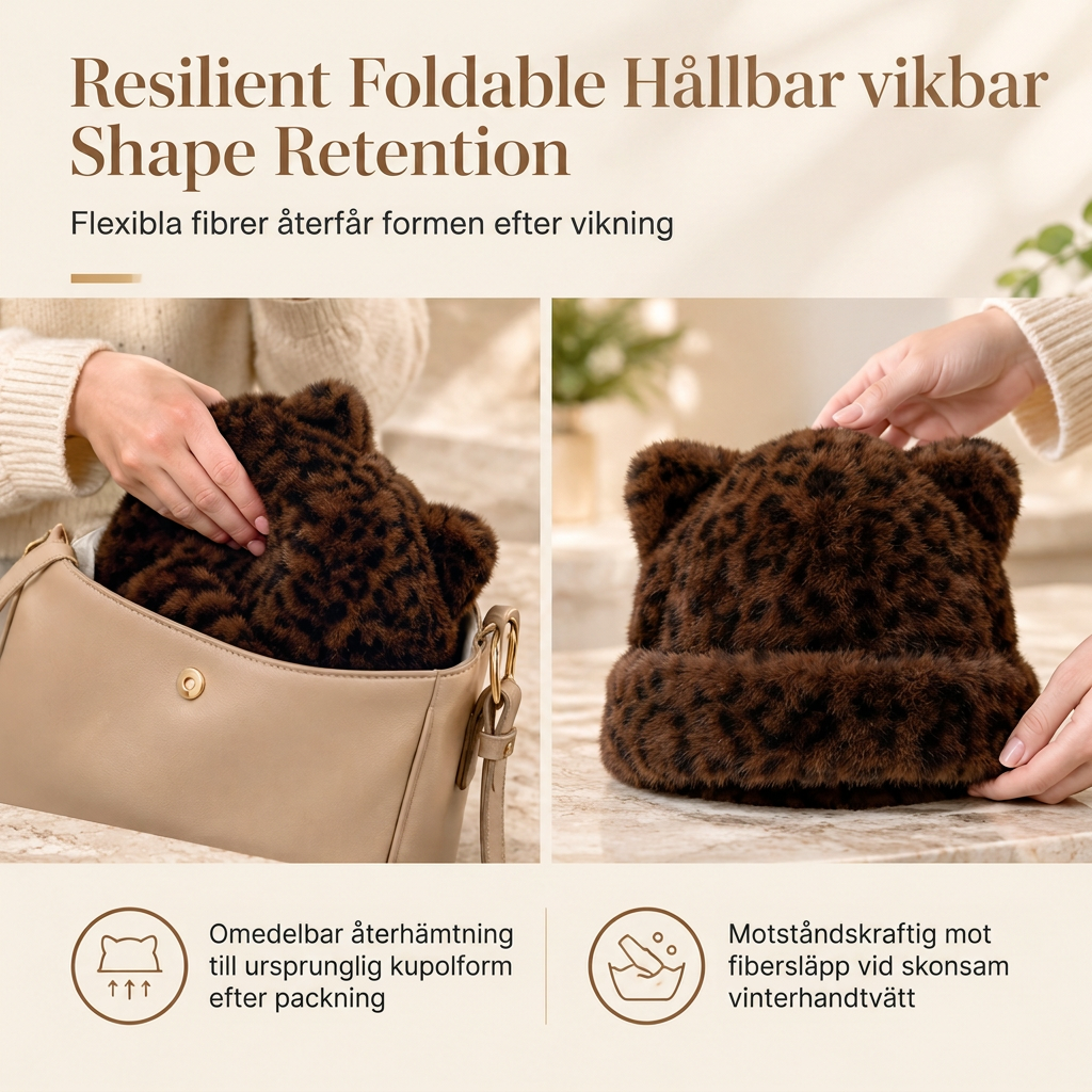 🖤Black Friday – Förhandstillgång: 50 % Rabatt🖤Kvinnig fluffig froskmössa av minkimitation med söta björnöron, varm vintermössa för kallt väder 🐱🧢
