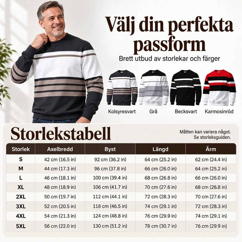 🖤Black Friday – Förhandstillgång: 50 % Rabatt🖤✨Randig tröja med rund hals för män – klassiska ränder, avslappnad passform, bekväm att ha på sig varje dag