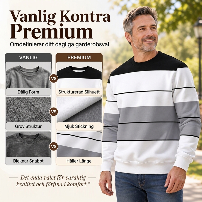 🖤Black Friday – Förhandstillgång: 50 % Rabatt🖤✨Randig tröja med rund hals för män – klassiska ränder, avslappnad passform, bekväm att ha på sig varje dag