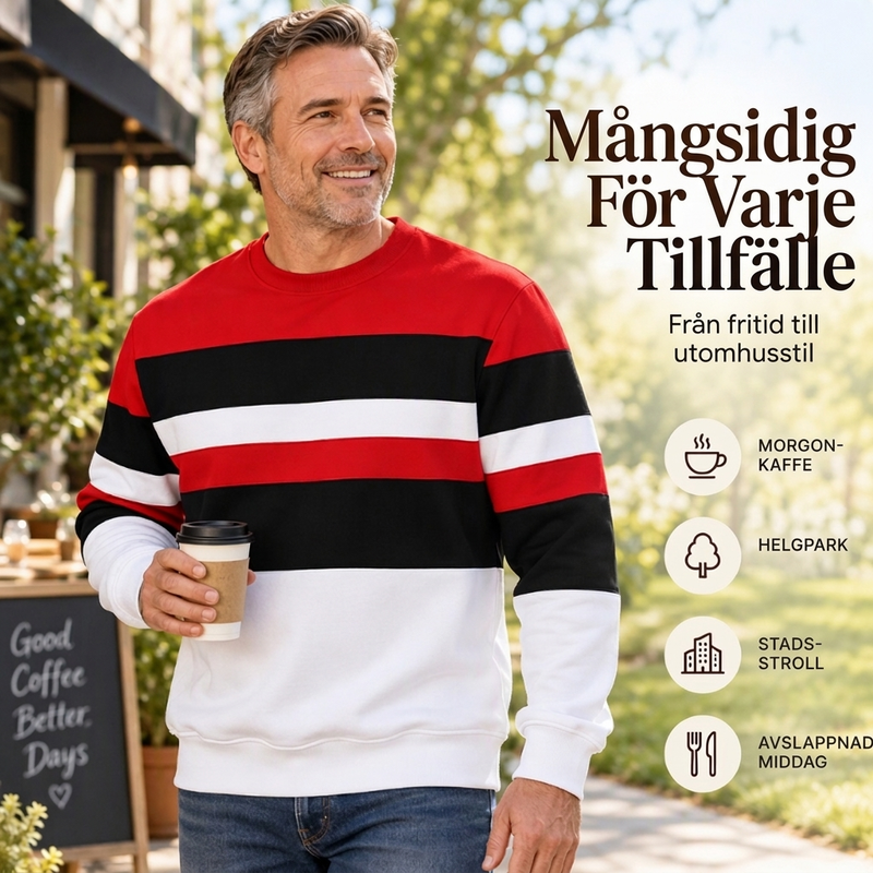 🖤Black Friday – Förhandstillgång: 50 % Rabatt🖤✨Randig tröja med rund hals för män – klassiska ränder, avslappnad passform, bekväm att ha på sig varje dag